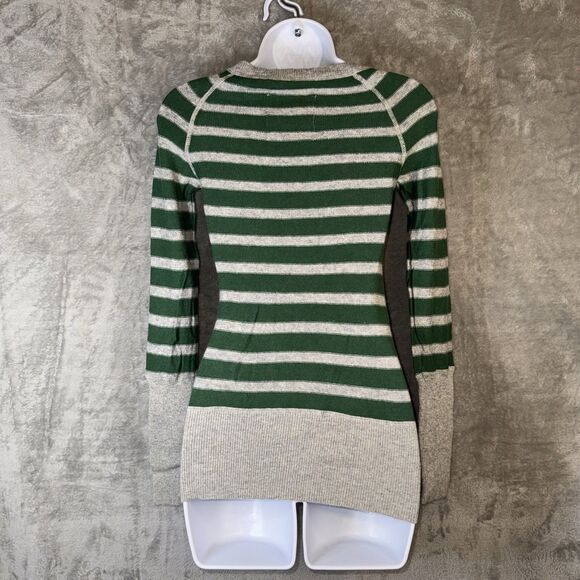 Vintage Mossimo Green Grey Striped Y2K Fitted Sweater Sz Small Preppy - Picture 5 of 7